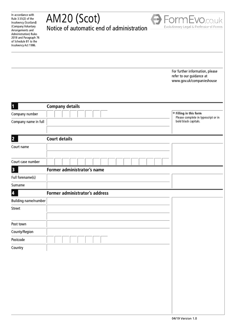 AM20 Scot Notice of Automatic End of Administration preview