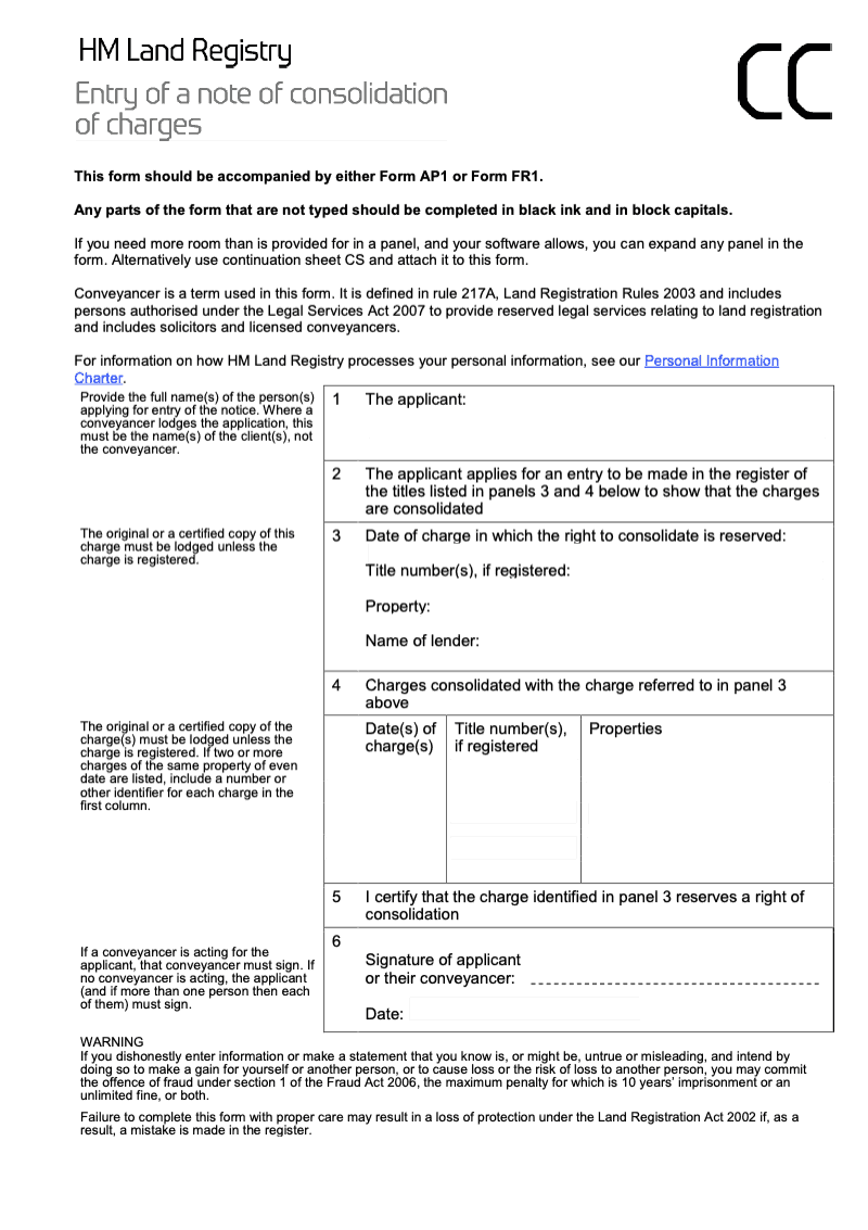 CCX Entry of a note of consolidation of charges Word Version preview