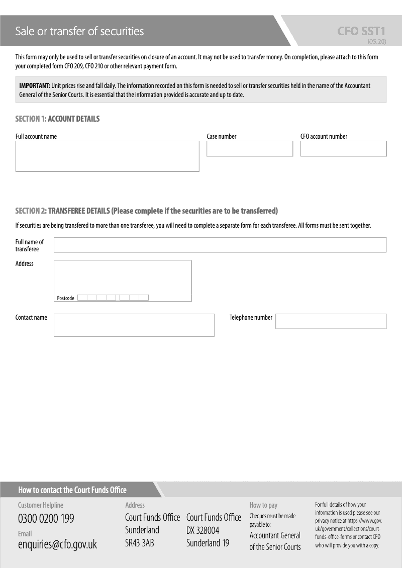 CFO SST1 Sale or transfer of securities preview