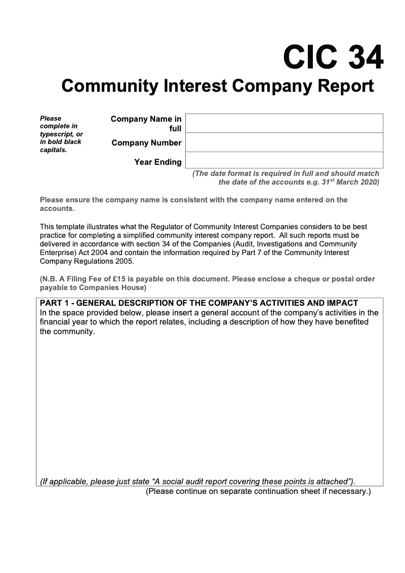 CIC34 Short Community Interest Company Report Short Version preview