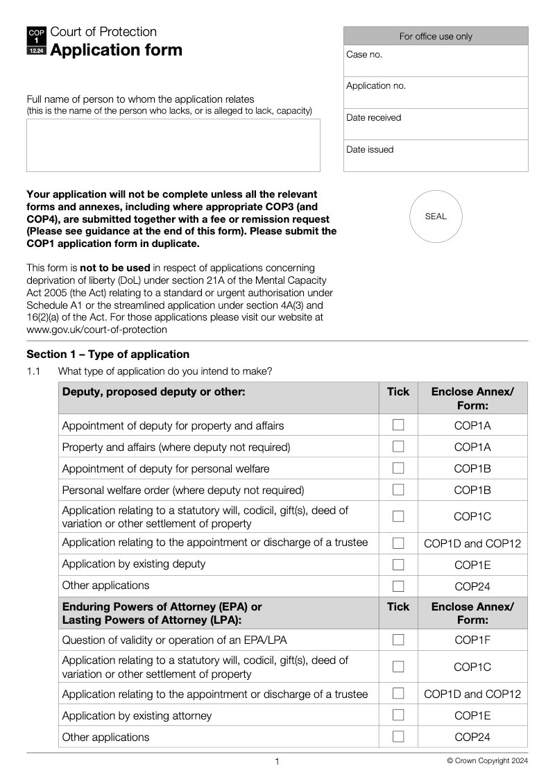 COP1 WF Application form COP Workflow form only preview