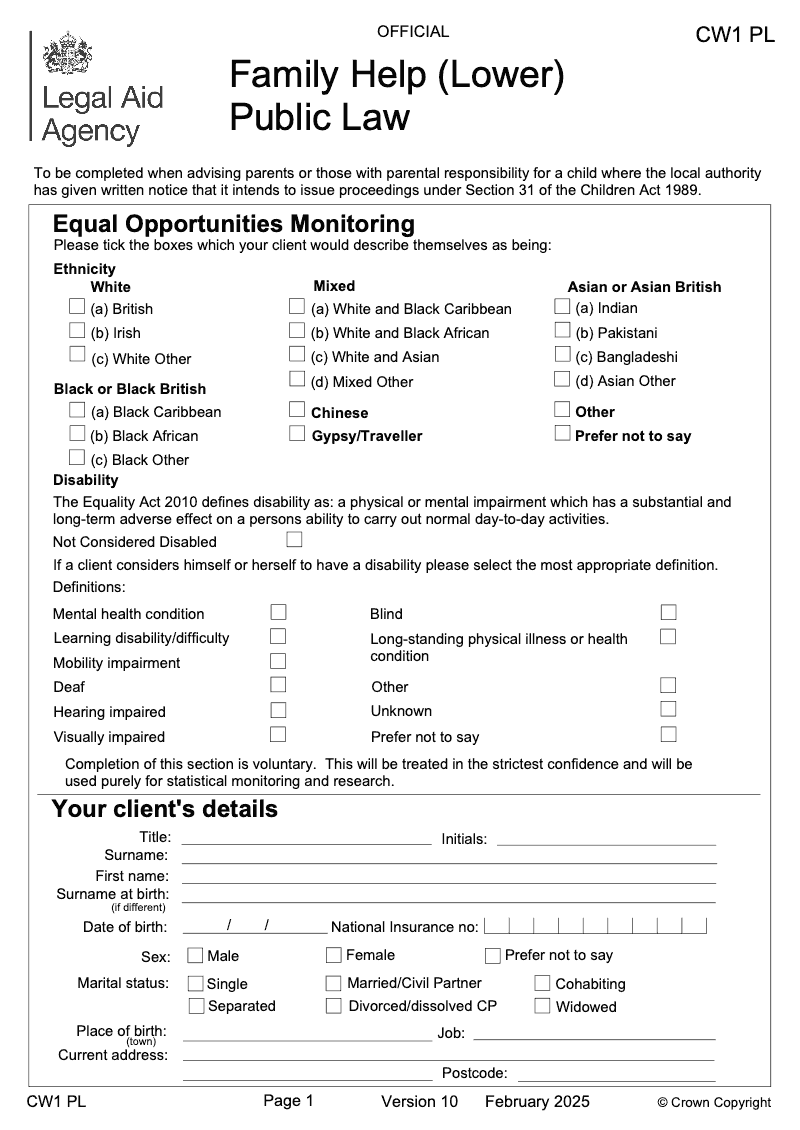 CW1 PL Family Help Lower Public Law preview