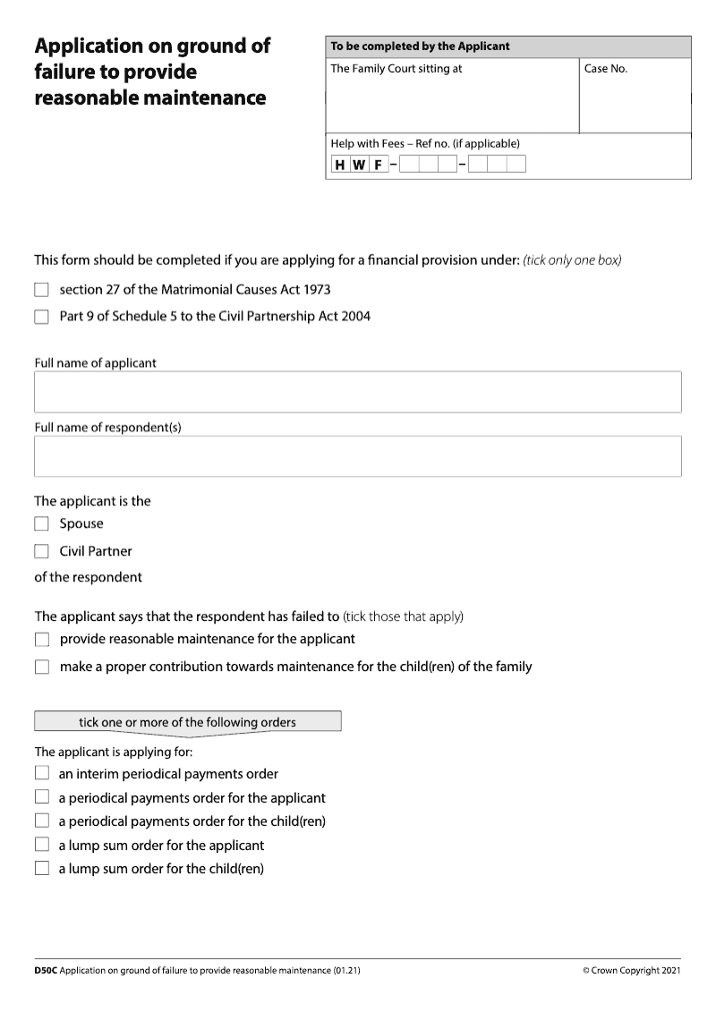 D50C Application on ground of failure to provide reasonable maintenance preview