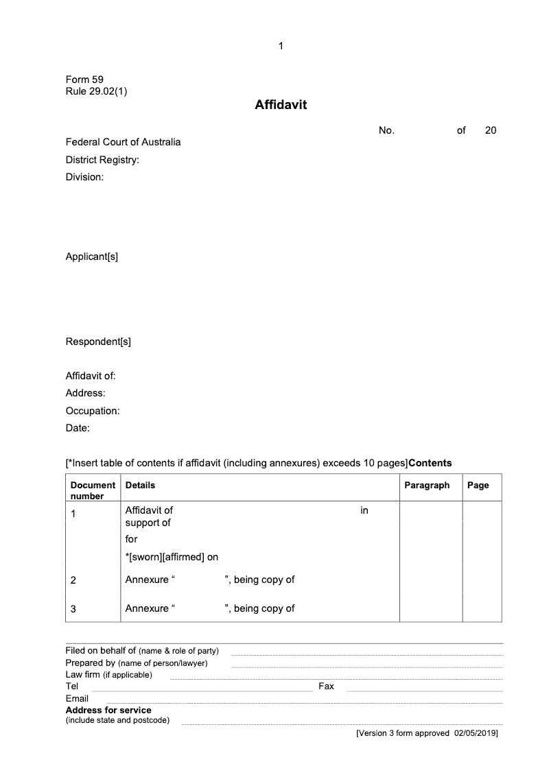 FCA FORM59 Affidavit preview