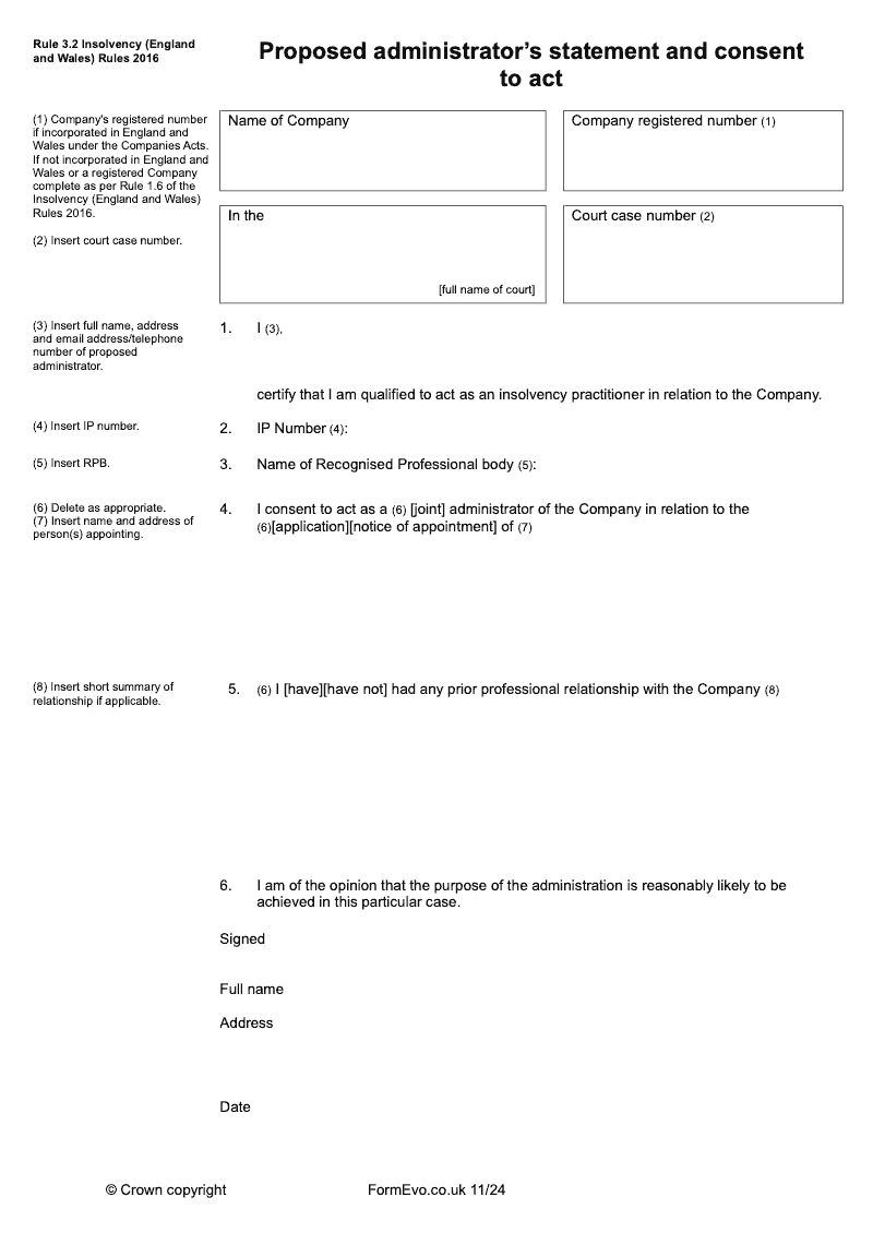 INR3_2 Proposed administrator s statement and consent to act preview