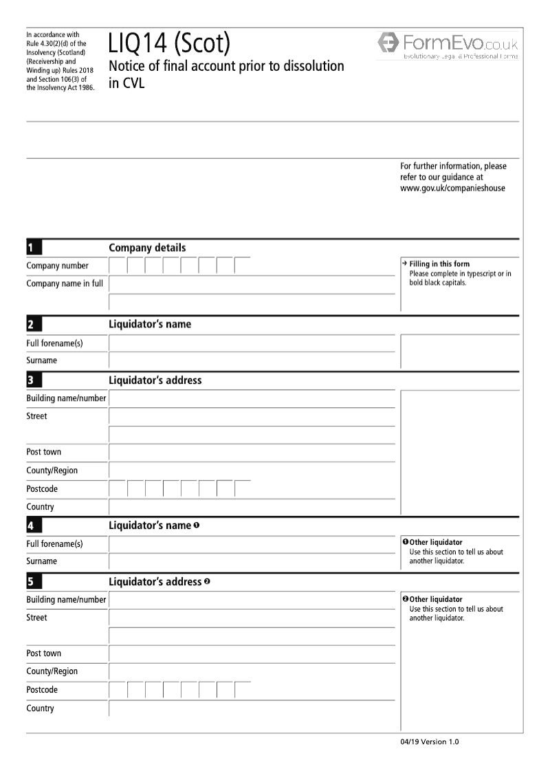 LIQ14 Scot Notice of Final Account Prior to Dissolution in CVL preview