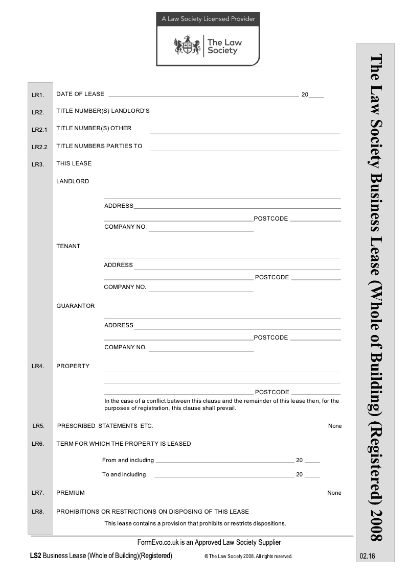 LS2 Registered Business Lease Whole of Building Registered 2008 Law Society preview