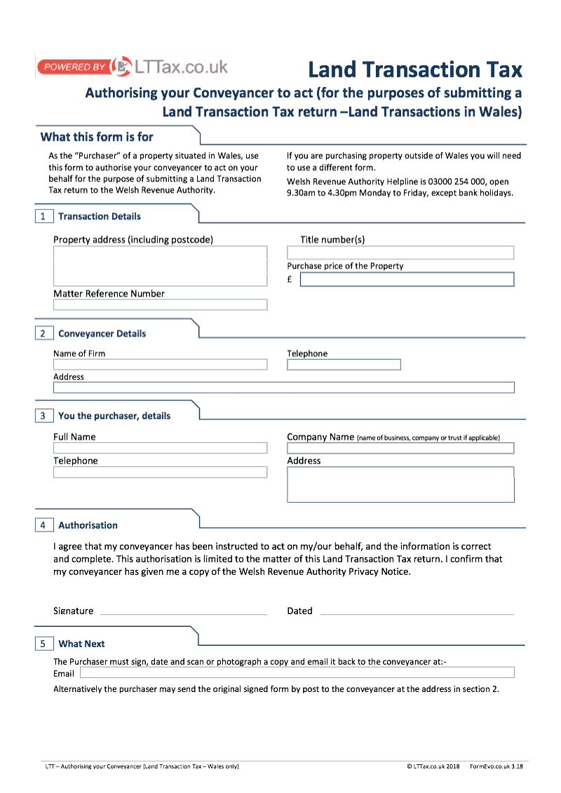 LTT Authorisation Authorising your Conveyancer Land Transaction Tax preview