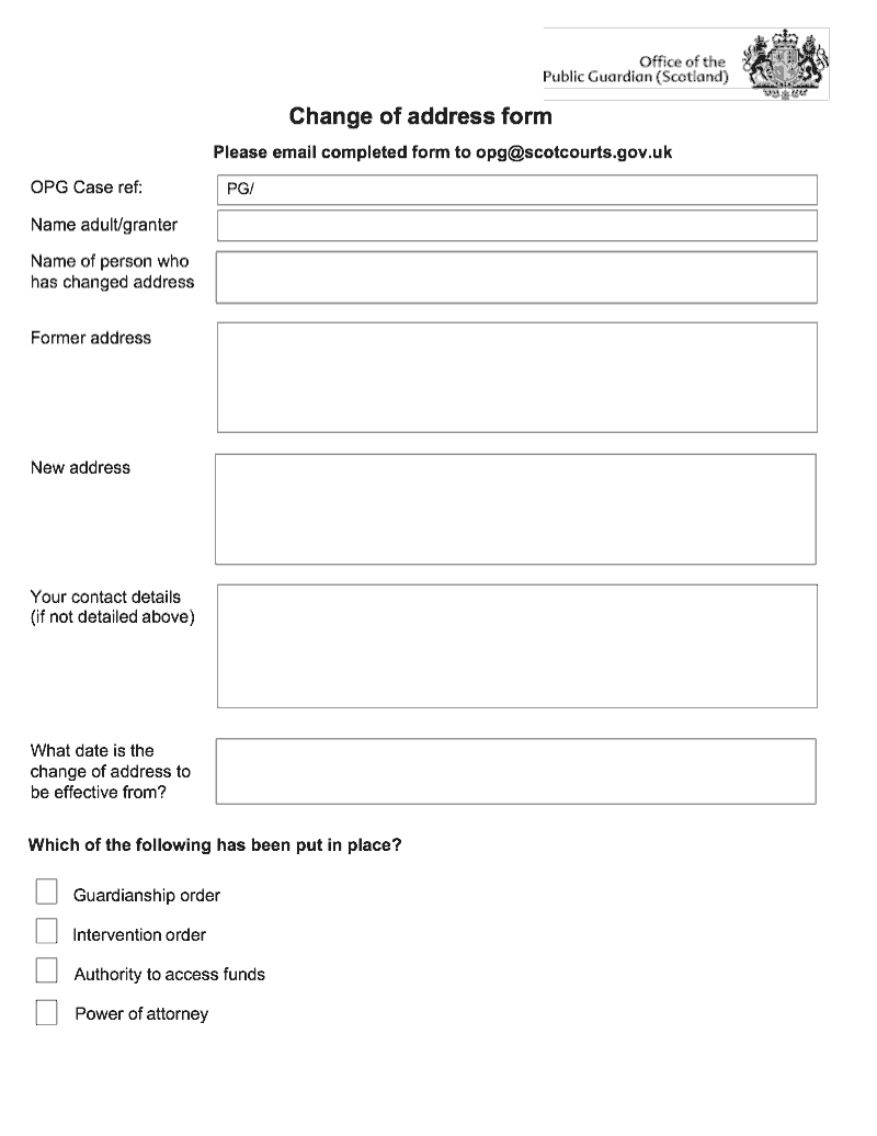 OPG S ChangeAddress OPG S Change of Address Form preview