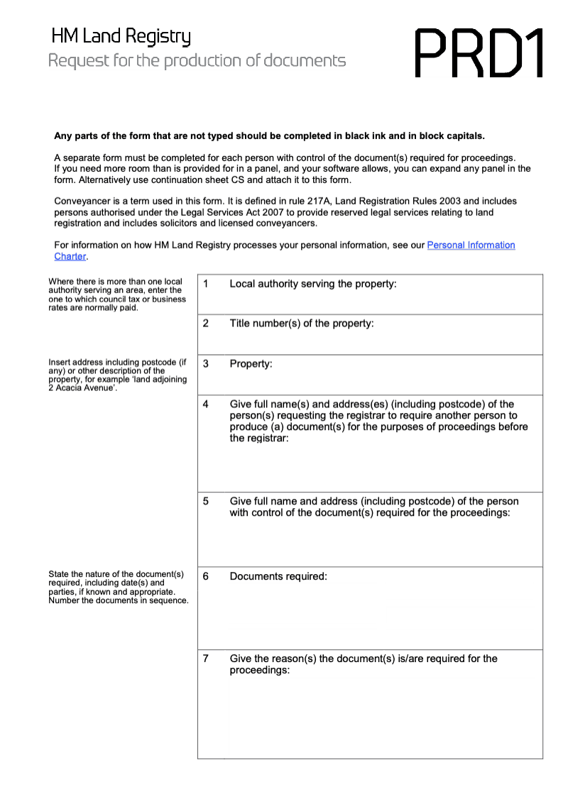 PRD1X Request for the production of documents Word Version preview