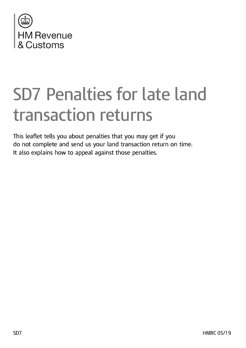 SD7 Guidance Note Penalties for late land transaction returns Stamp Duty Land Tax preview