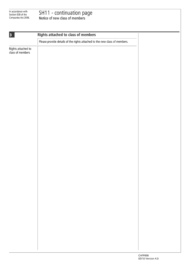 SH11 Continuation Page Rights attached to class of members continuation page SH11 Notice of new class of members Section 638 preview