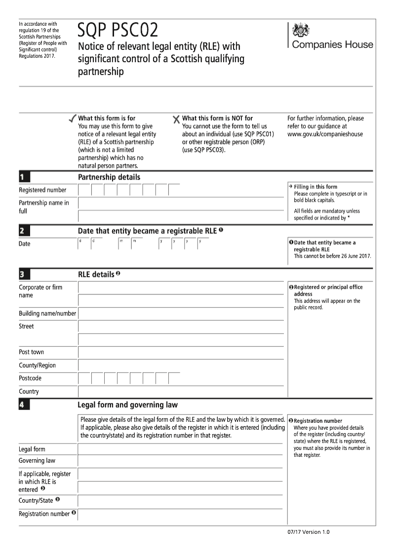 SQP PSC02 Notice of relevant legal entity RLE with significant control of a Scottish qualifying partnership preview