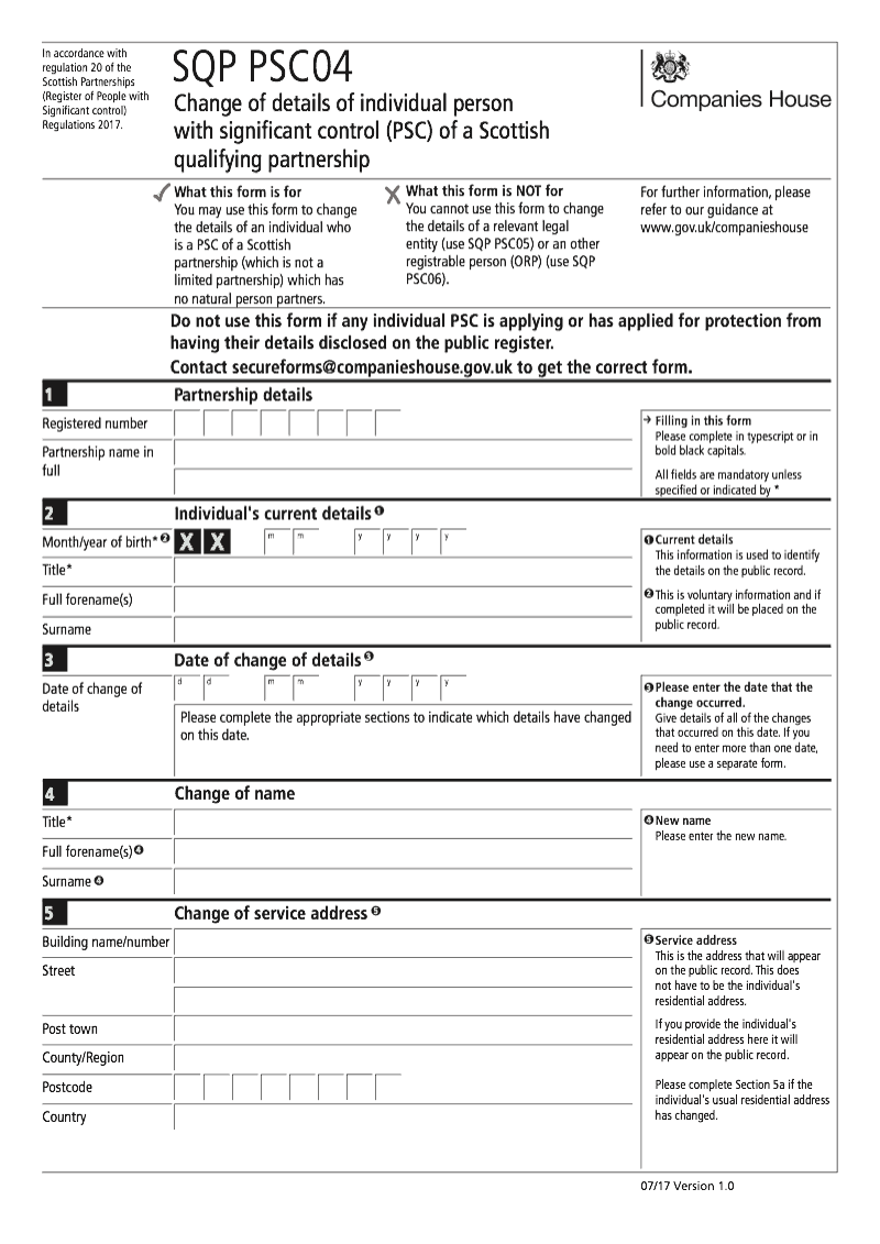 SQP PSC04 Change of details of individual person with significant control PSC of a Scottish qualifying partnership preview