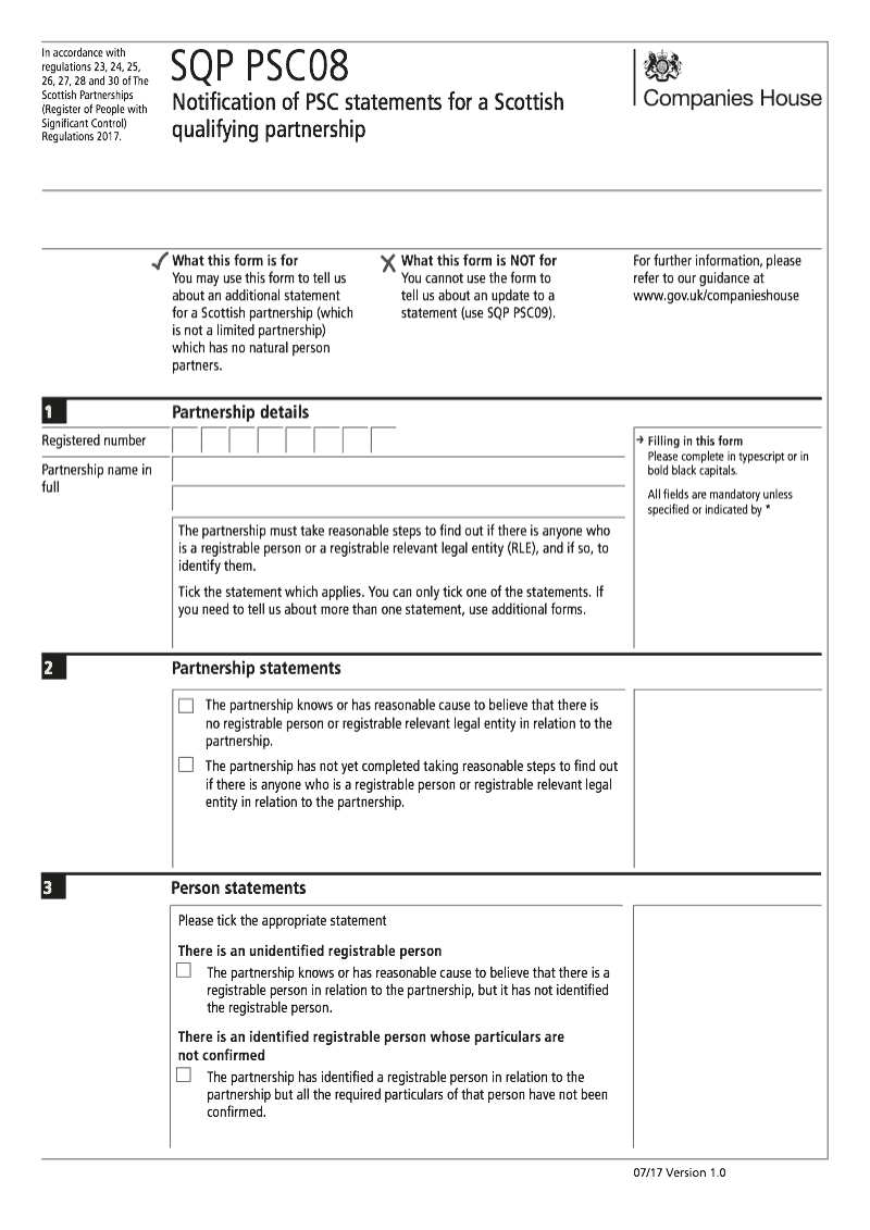 SQP PSC08 Notification of PSC statements for a Scottish qualifying partnership preview