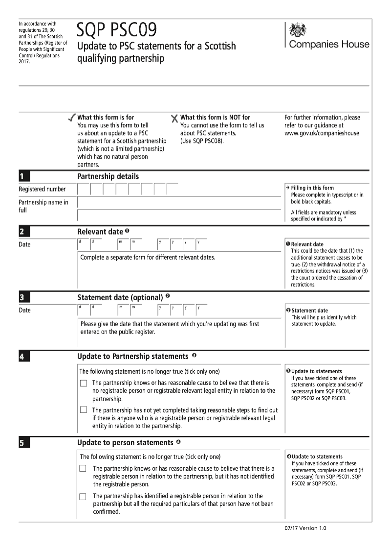 SQP PSC09 Update to PSC statements for a Scottish qualifying partnership preview